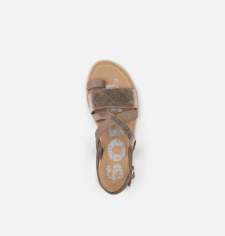 Sorel Kadın Ella™ Criss Cross Flat - Sandalet Kahverengi - 487-JBFLWD